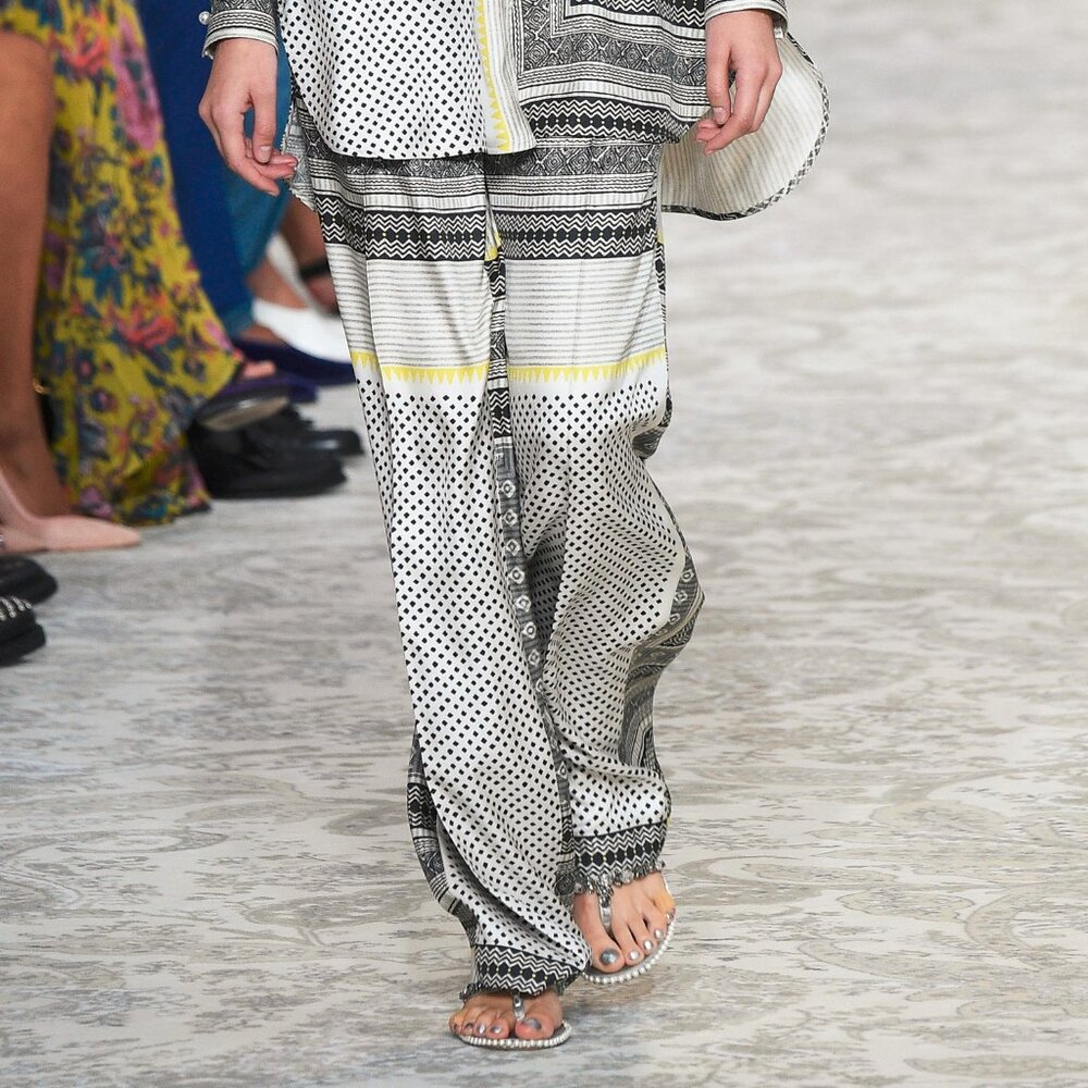 Etro SS/18 Runway Abstract Print Wide Leg Silk Trousers